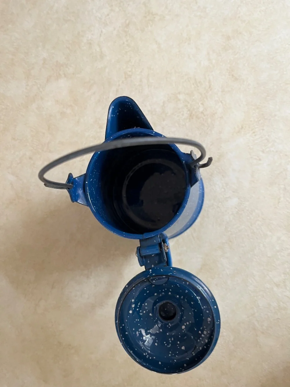 Vintage Blue Speckled Graniteware Campfire Cowboy Enamelware Coffee Pot